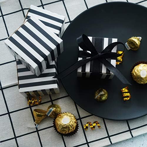 Small Cube Candy Boxes Bulk Black and White Striped Party Favors