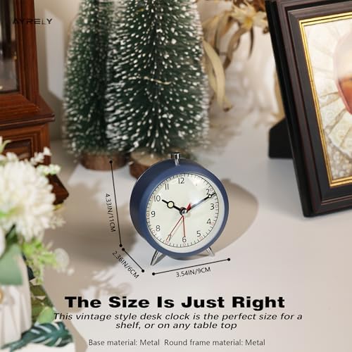 AYRELY 4 Inch Loud Analog Alarm Clock with Retro Design
