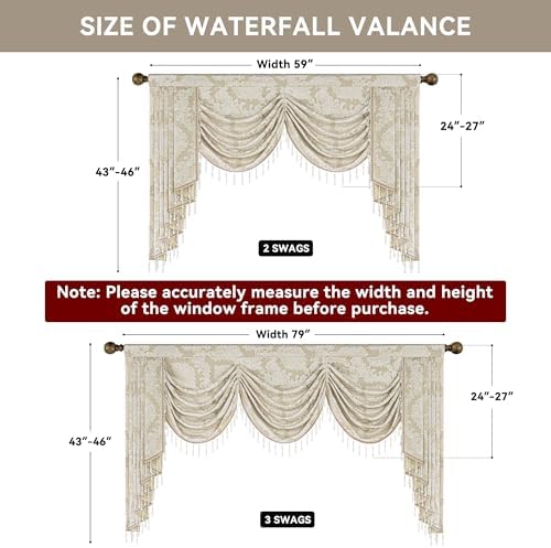Loom and Mill Beige Jacquard Waterfall Valance 59 Inch 1 Panel