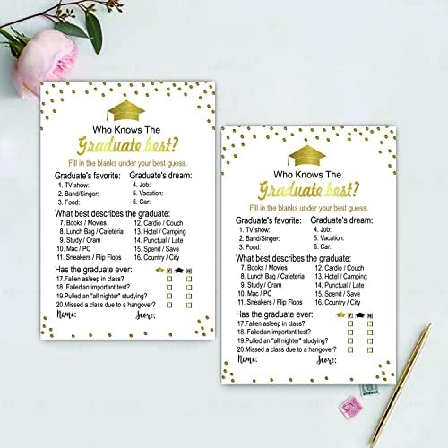 50 Pieces Graduation Party Game Cards for Fun and Engagement
