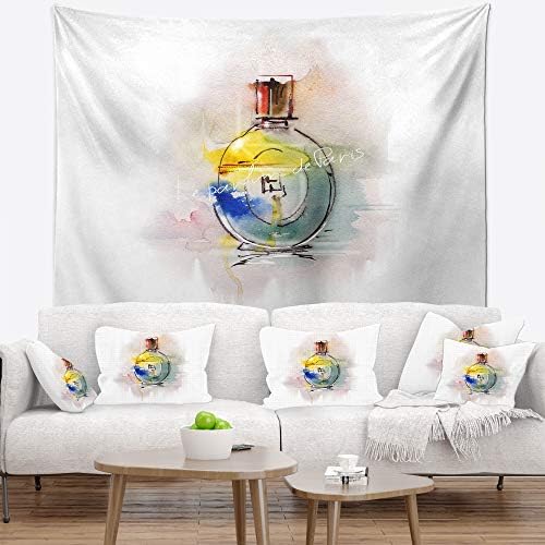 Designart Perfume Bottle Contemporary Tapestry Wall Art 39x32