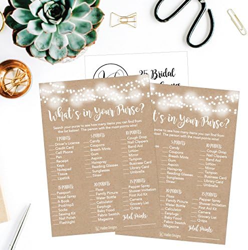 Hadley Designs Rustic Bridal Shower Games for 20 Guests