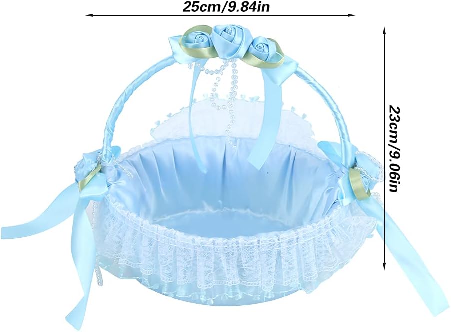 Pink Flower Girl Baskets with Handle for Weddings