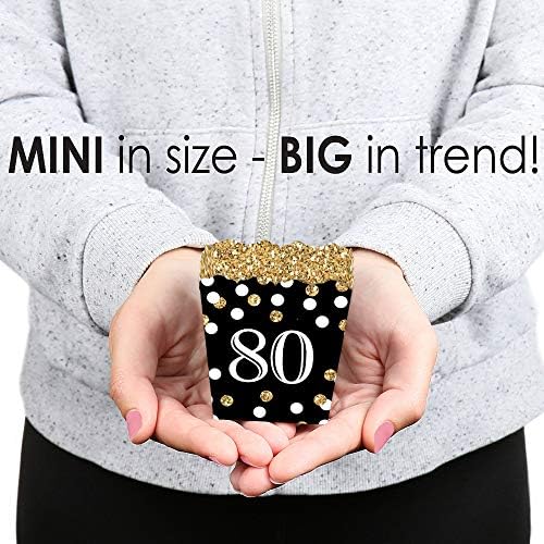 Big Dot of Happiness 80th Birthday Gold Candy Boxes - Set of 12