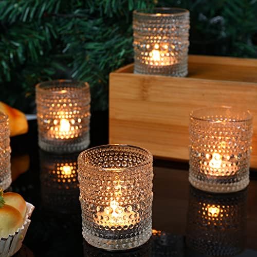 12 Pcs Clear Glass Tea Light Candle Holder Set