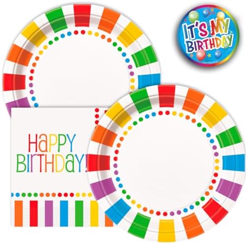 Lobyn Value Packs Rainbow Party Plates Napkins Set