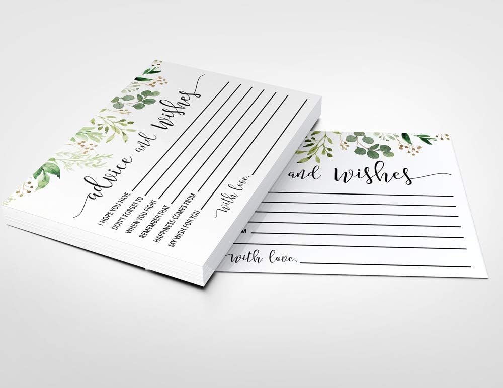 Mr and Mrs Advice Cards with Greenery Decor 50 Pack