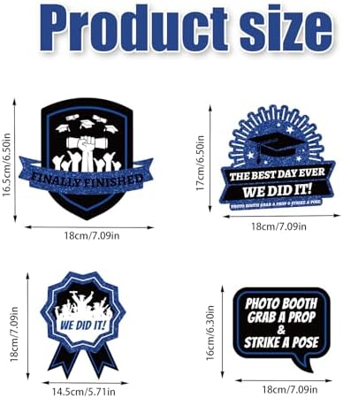 40pcs Graduation Photo Booth Props with Sticks