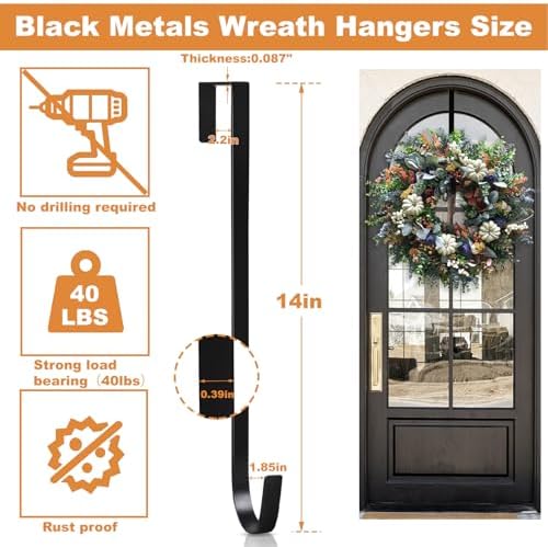 PECULA 2 Pack 14 Inch Wreath Hangers for Front Door