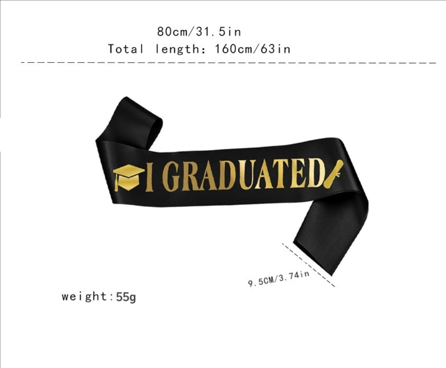 Dzrige Graduation Sash with Gold Letter 2 Pack