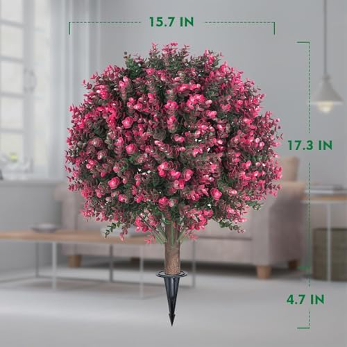 22 Inch Artificial Rose Boxwood Topiary Set of 2