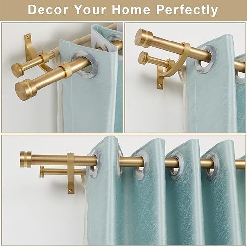 Joodxoe Double Curtain Rods 36-72 Inch Telescoping Warm Gold