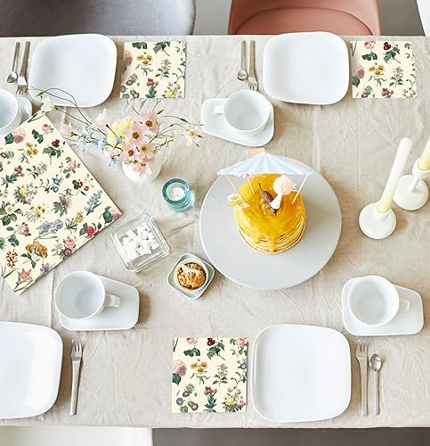 50 Pack 3-Ply Floral Disposable Napkins for Events