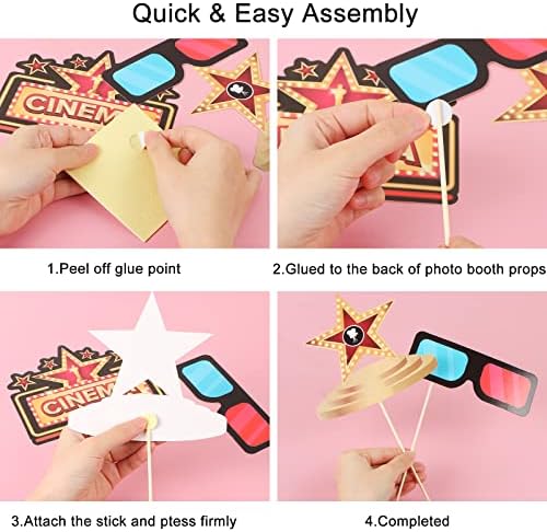 25 Pcs Movie Theme Photo Booth Props with Sticks