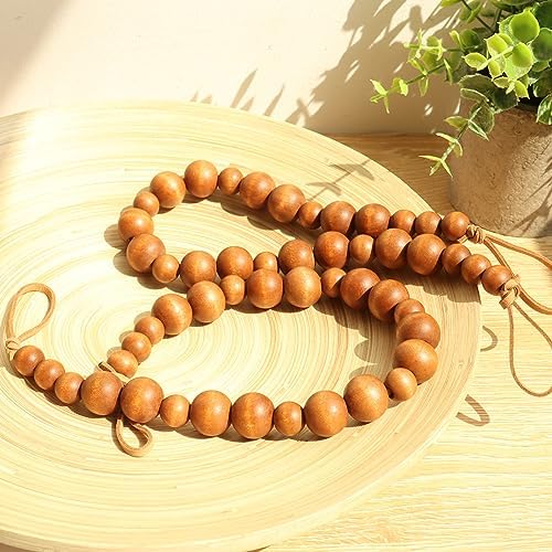 OCIOLI 2 Piece Wood Bead Curtain Tiebacks with Hooks