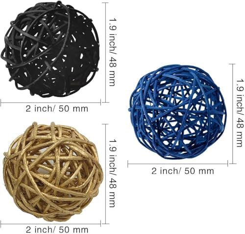 15pcs 2inch Wicker Rattan Decorative Balls Set
