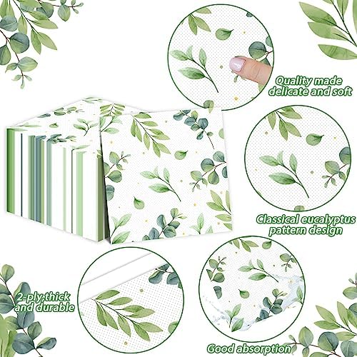100PCS Eucalyptus Leaf Napkins Sage Green