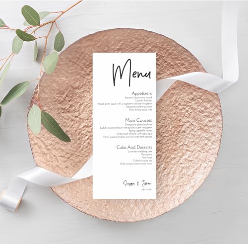 Personalized Printed Wedding Menu Set of 25
