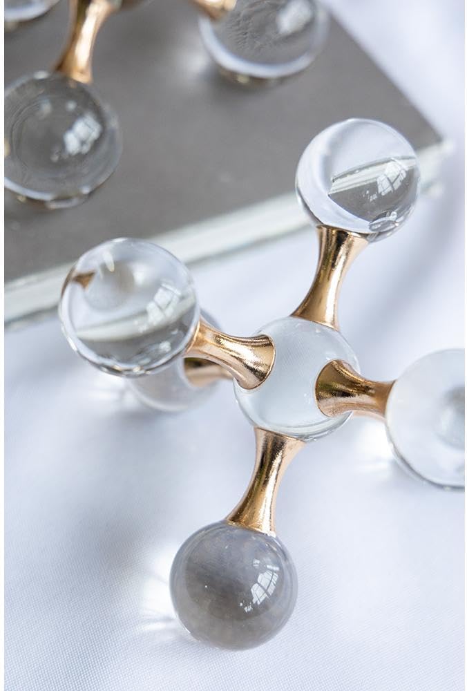 Gold Iron and Crystal Glass Sphere Sculpture - Modern Home Decor