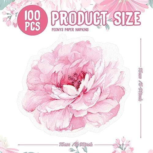 Kosiz 100 Pcs Pink Peony Flower Shaped Napkins