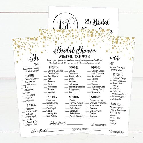 Hadley Designs Gold Bridal Shower Games for 25 Guests