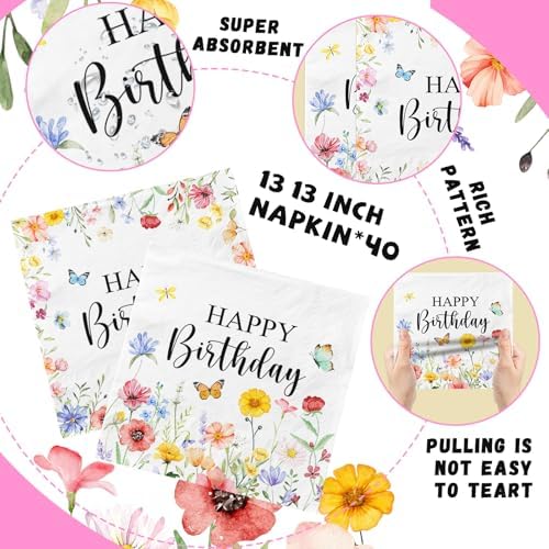 48Pcs Wildflower Napkins for Spring Parties