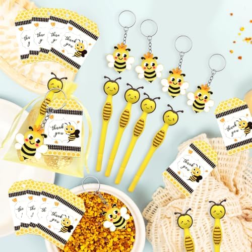 24 Piece Bee Keychains Gel Pens Party Favors Set