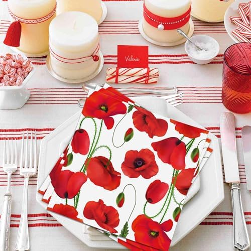 40PCS Poppy Floral Paper Napkins Set