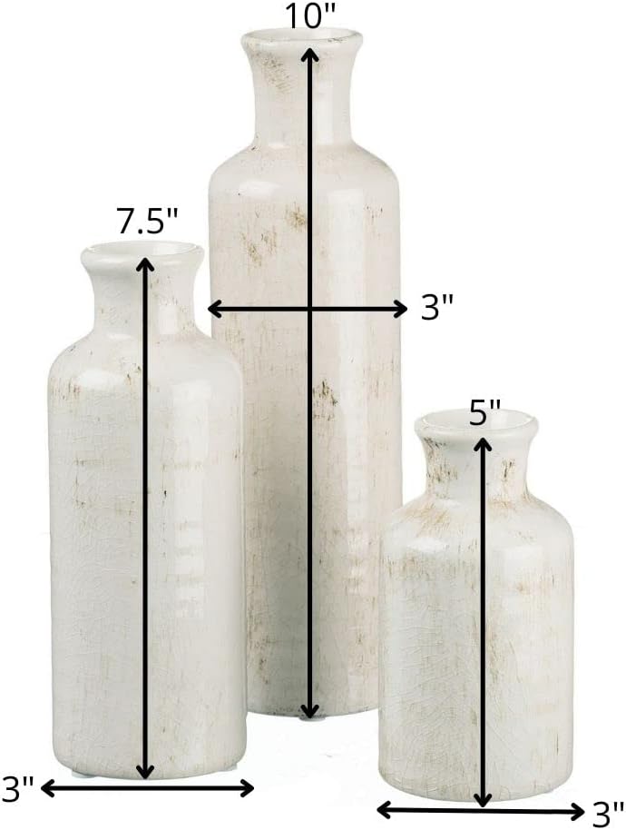 Sullivans White Ceramic Vase Set for Home Decor