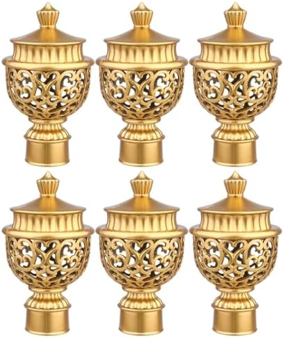 Zerodeko 6PCS Curtain Pole Ends with Golden Design