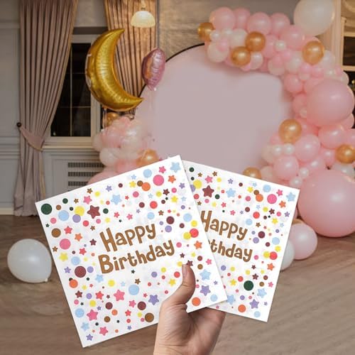 120 Pcs Polka Dot Rainbow Paper Napkins 13x13 Inch Set