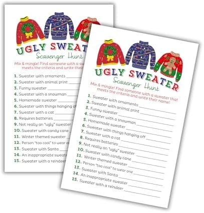 Lashicorn Christmas Scavenger Hunt Game Cards 30 Pack