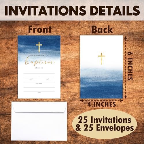Baptism Invitation Set With Envelopes 25-12