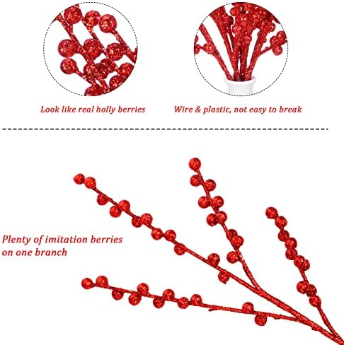 WILLBOND Artificial Red Berry Stems 216 Inch Christmas Decor