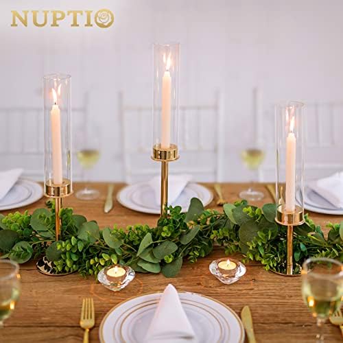 Nuptio Gold Hurricane Candle Holder Set of 3