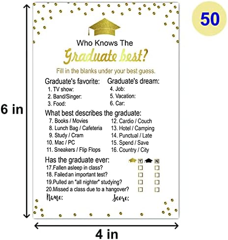 50 Pieces Graduation Party Game Cards for Fun and Engagement