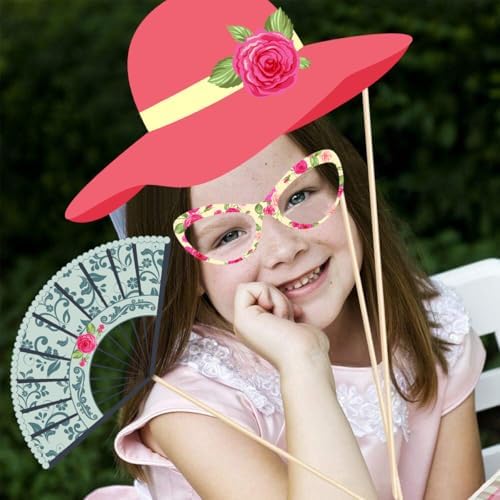 Tea Time Photo Booth Props 28 Pcs Floral Theme