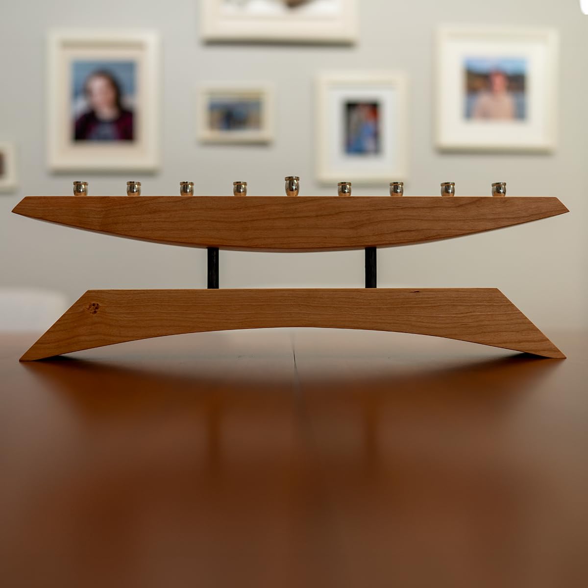 Handmade 9 Branch Modern Menorah Cherry