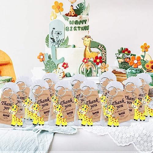 24 Pack Giraffe Keyrings Safari Party Favor