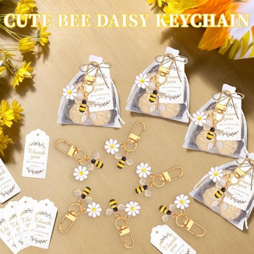30 Piece Bee Daisy Keychain Wedding Favor Pack