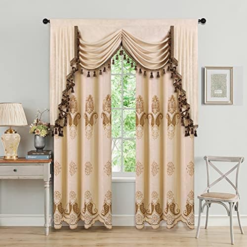 ELKCA Beige Chenille Valance for Living Room and Bedroom