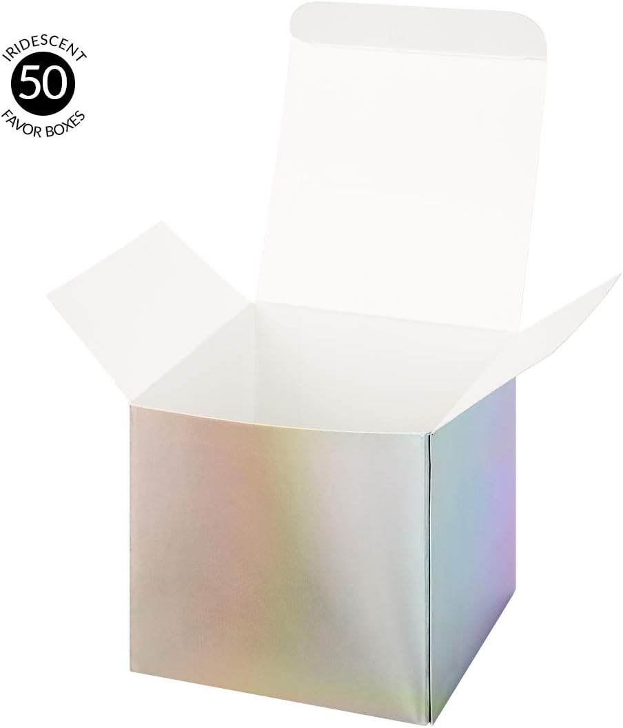 Andaz Press Iridescent Holographic Party Favor Boxes 50 Pack
