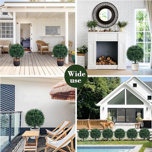 Artificial Boxwood Ball Bush with Spike for Outdoor Set of 2