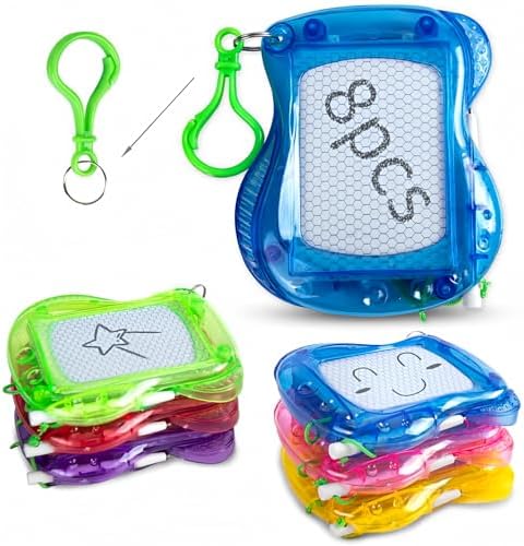 24 Mini Magnetic Drawing Boards with Metal Keychain