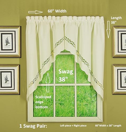 Todays Curtain Hellina Tapework Swag 38 Ecru 60 W x 38 L