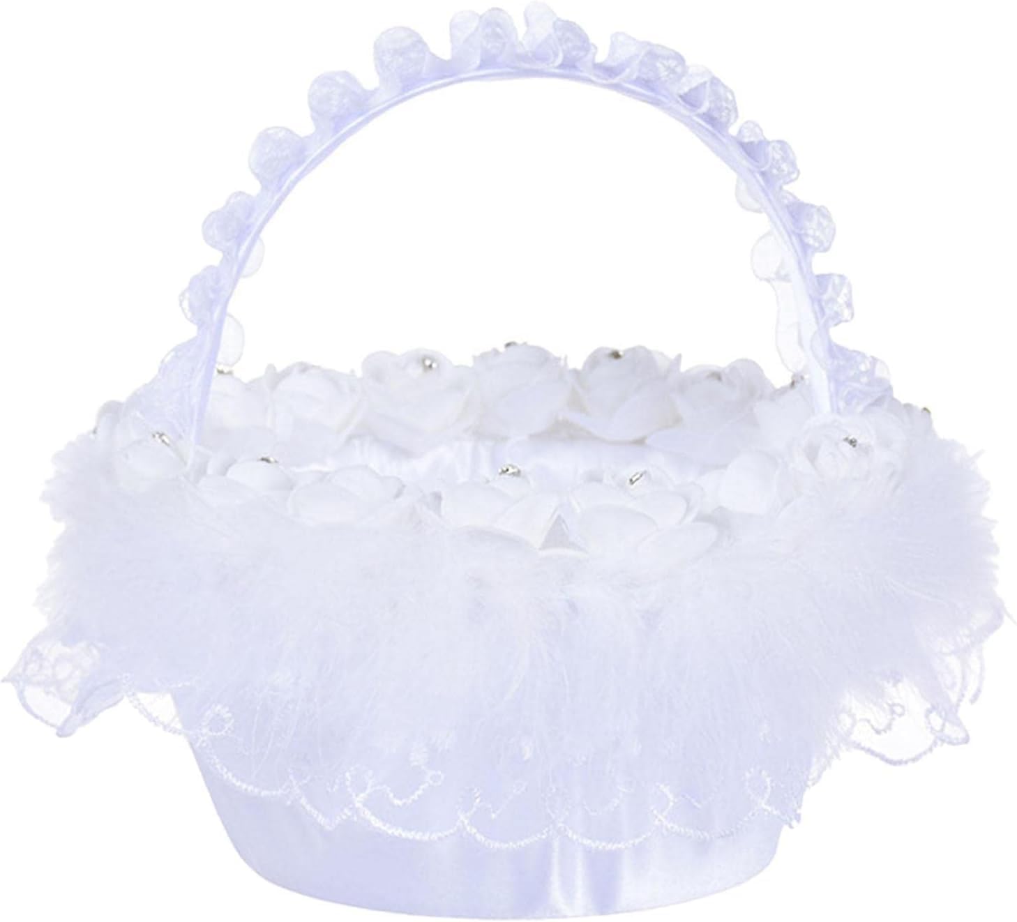 Wedding Flower Girl Basket White Candy Storage Basket