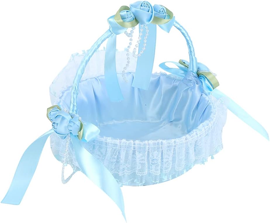 Flower Girl Basket with Handle for Wedding Ceremony