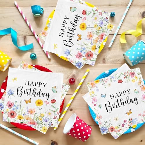 48Pcs Wildflower Napkins for Spring Parties