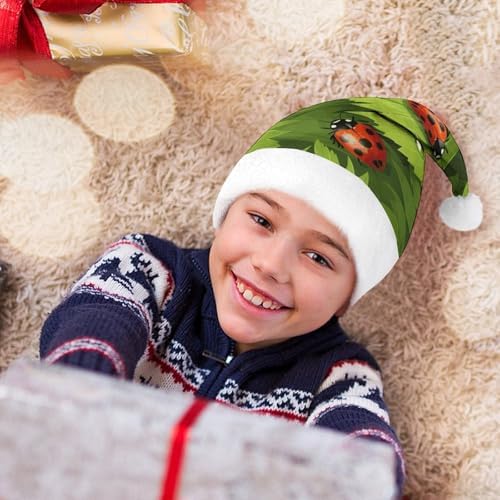 Santa Hat With Leaves And Ladybugs Christmas Party Hat