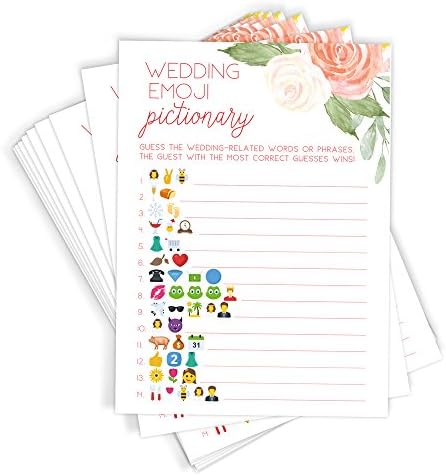 Printed Party Bridal Shower Emoji Guessing Game 50 Cards